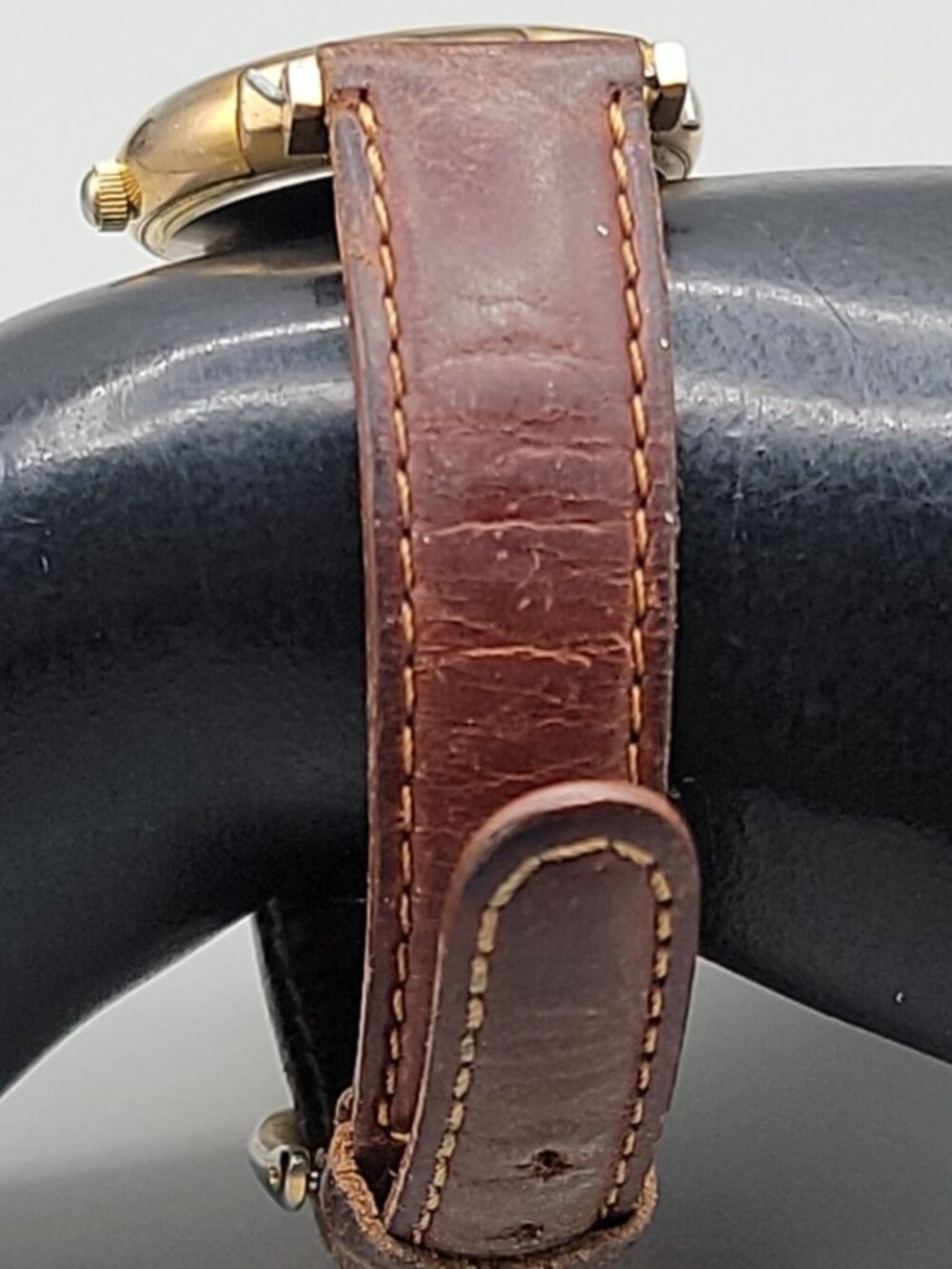 Vtg Fossil 1990s Womens Watch Gold Filigree Mandala Mother of Pearl Leather 30mm - Picture 6 of 16
